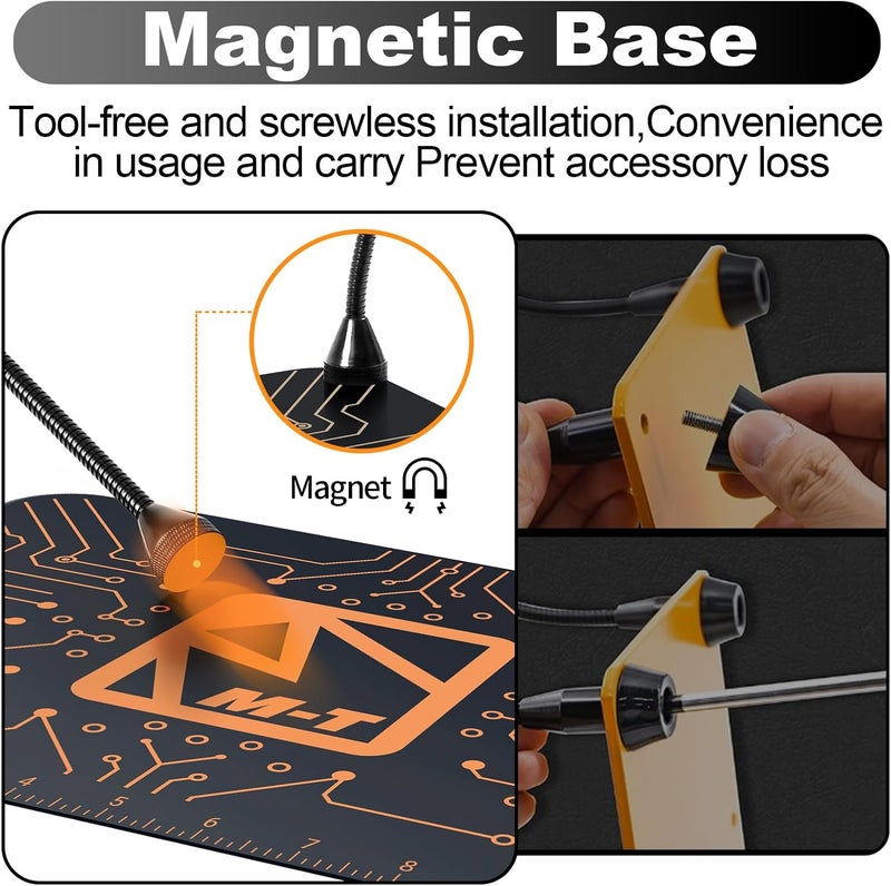 MT Helping Hands Soldering Station, Magnetic Third Hand Tool PCB Holder with 5X Magnifying Glass 13x9 IN Non-Slip Steel Weighted Base 4 Arms for Electronic Repair Soldering Jewelry Crafts and Welding - Image 2